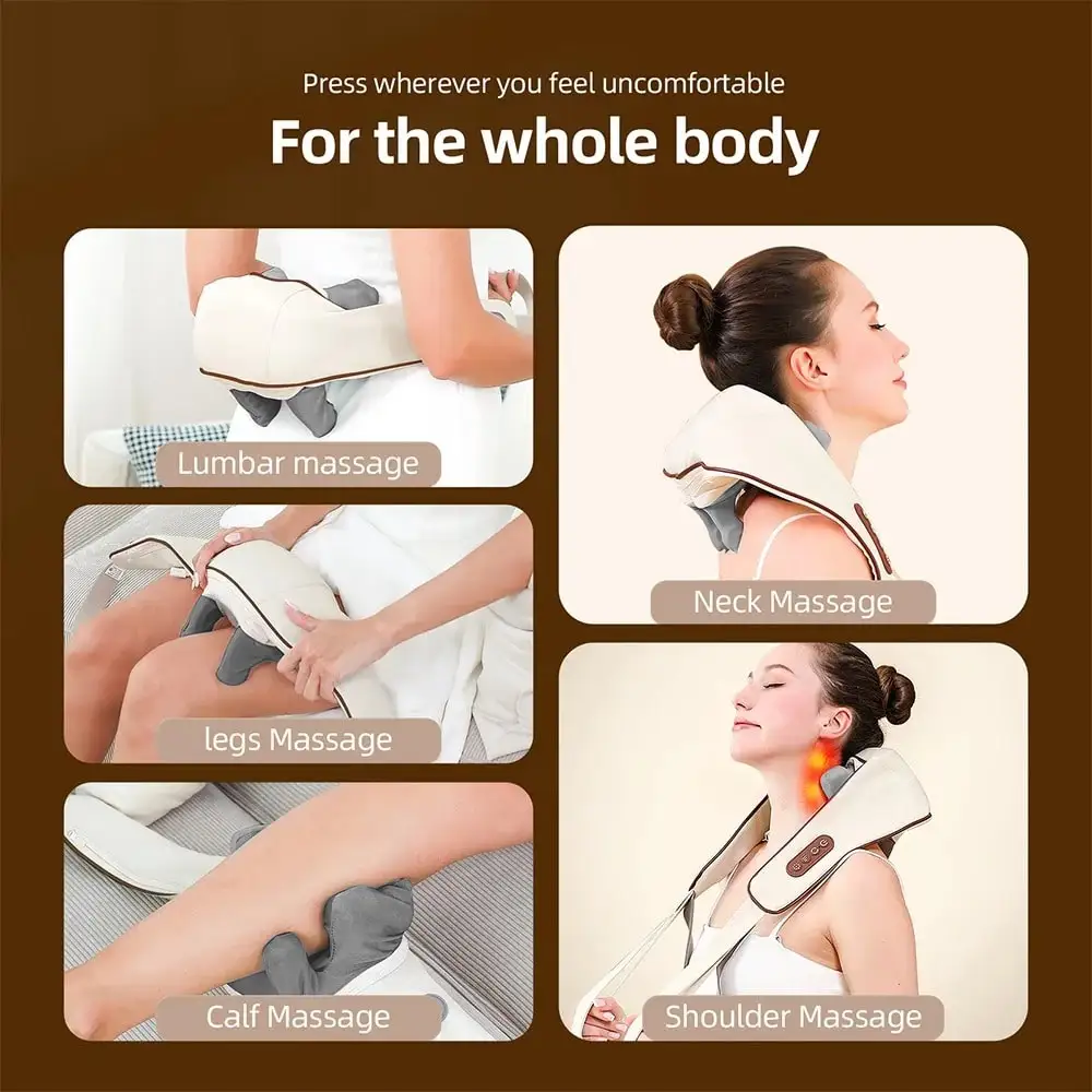Multifunctional Neck And Shoulder Massager, USB Rechargeable, Heating And Kneading Back Massager For Home Office Use image 4