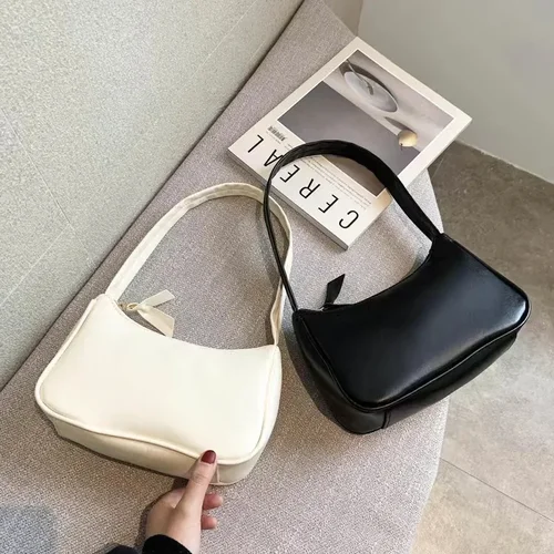 Bolsos de hombro para mujer de cuero PU suave informal Retro a la moda, bolsos pequeños de Color sólido con asa superior, bolsos de hombro para mujer