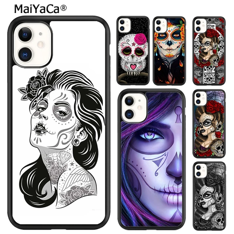 MaiYaCa Cute Day Of The Dead Skull Owl Phone Case For iPhone 16 15 14 plus XR XS 11 12 13 pro max Shell Cover coque