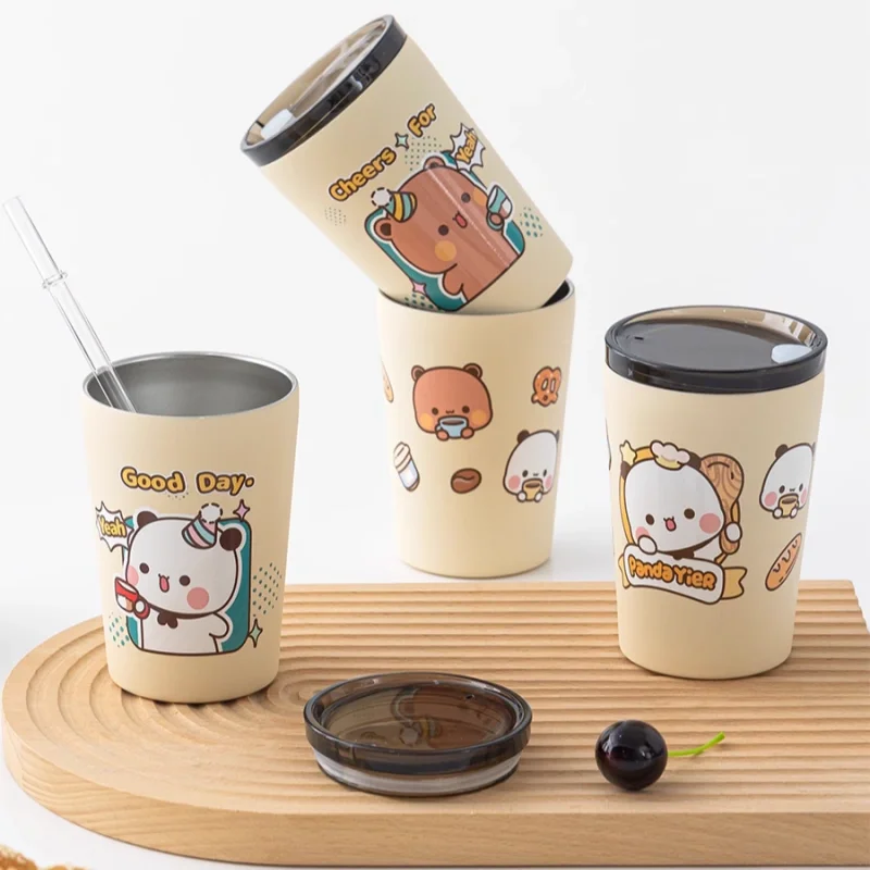 Hot Bubu And Dudu Creator Anime Water Cup Panda'S 304 Stainless Steel Frosted Straw Cup Valentine'S Day Xmax/Birthday Gift