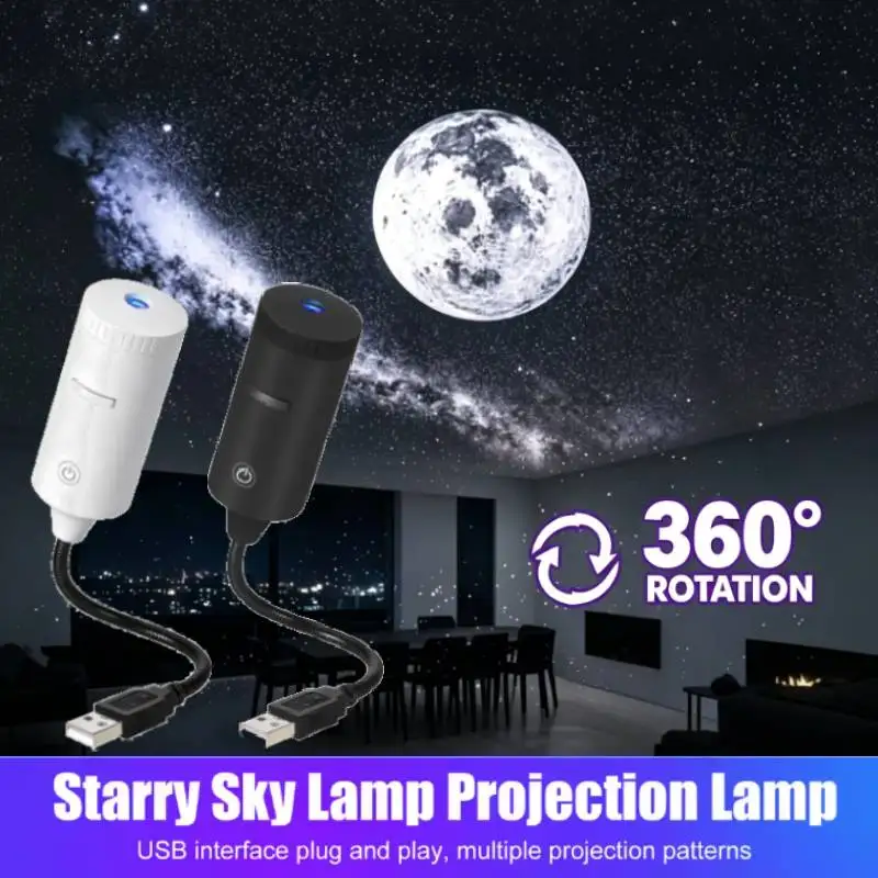 USB Car Interior Roof Star Galaxy Projection Ambient Lighting 360° Adjustable Starry Sky Ambient Projector Light Touch Control