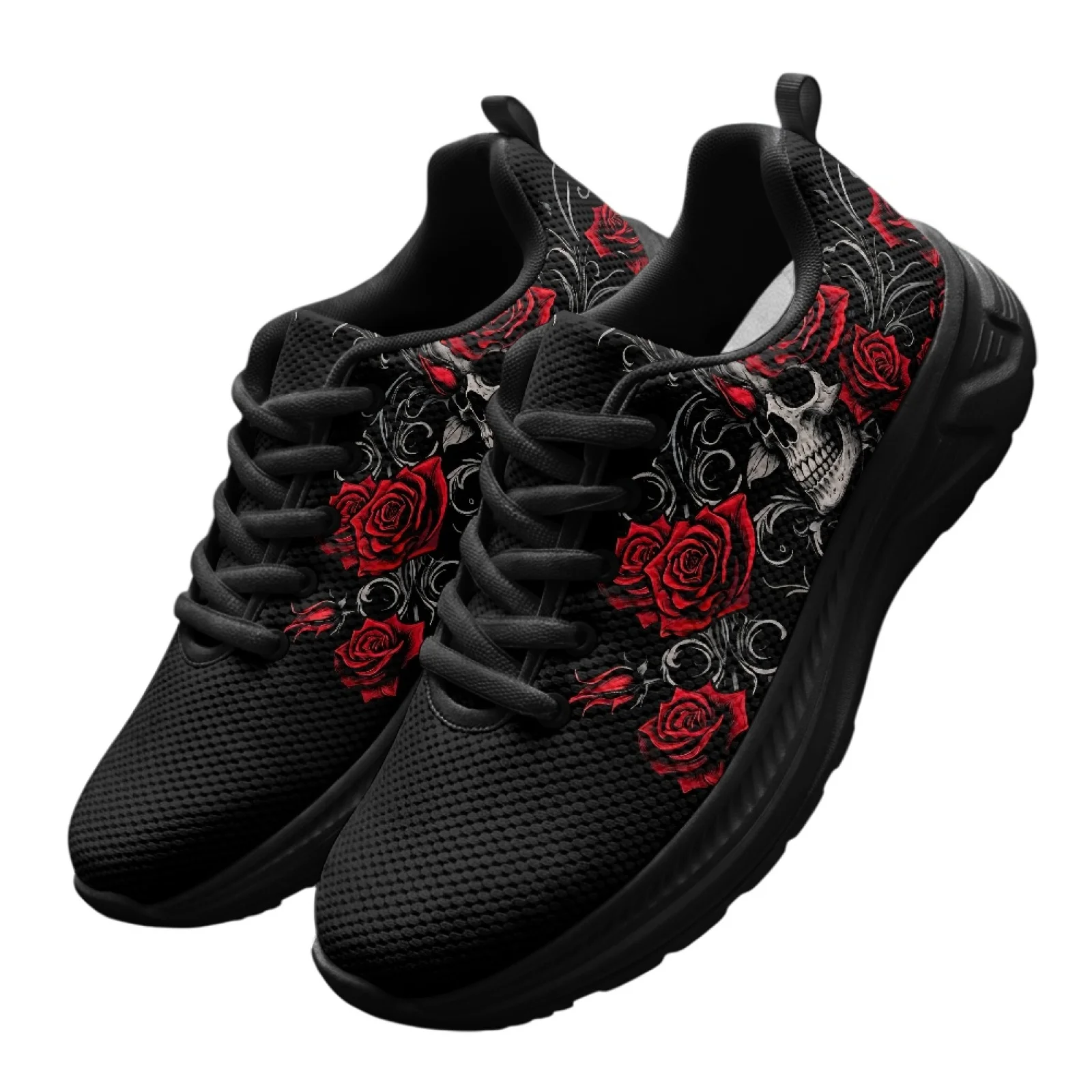 PENSTROLL Skull Rose Breathable Athletic Sneakers for Workout Mesh & EVA Men's Athletic Running Shoes Workout Shoes