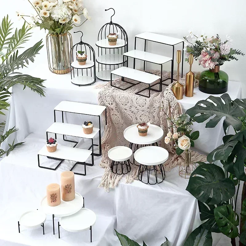 Ceramic Dessert Table Display Rack Outdoor Wedding Engagement Cake Dim Sum Tray Pastry  Wedding Arrangement