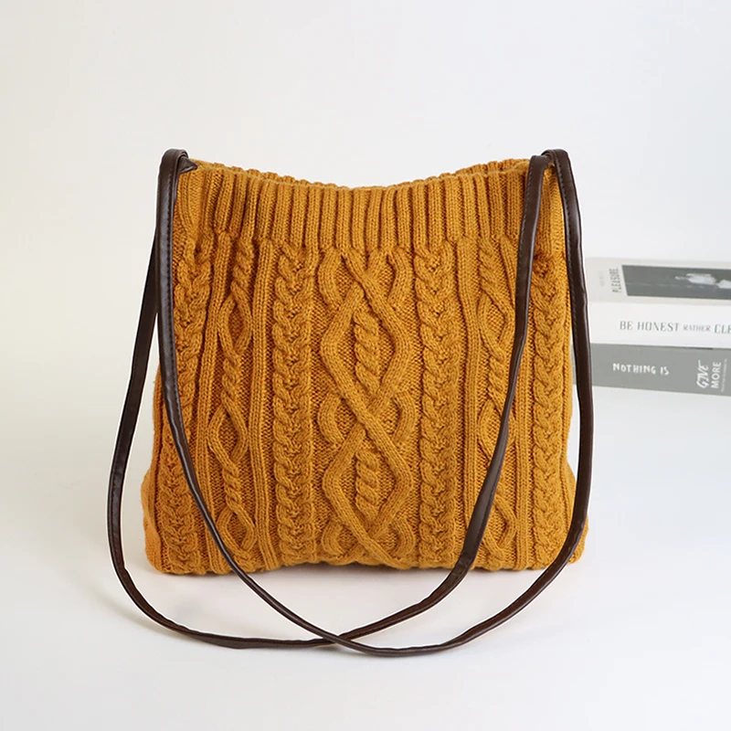 

Autumn/winter Fashion Knitted Yarn Woven Hollow Handbag Casual And Versatile Multifunctional Single Shoulder Crossbody Bag Trend