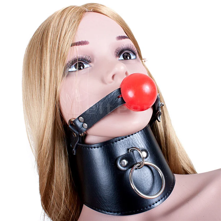 Slave Neck Collar PU Leather Soft Gag Ball BDSM Oral Bondage Gear Fetish Open Mouth Breathable Sex Toys Exotic Accessories