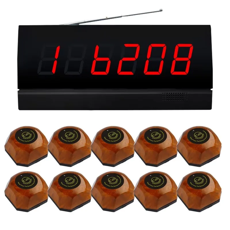Restaurant Attendant Paging System Bar Voice Number Calling Device 100m Wireless Distance