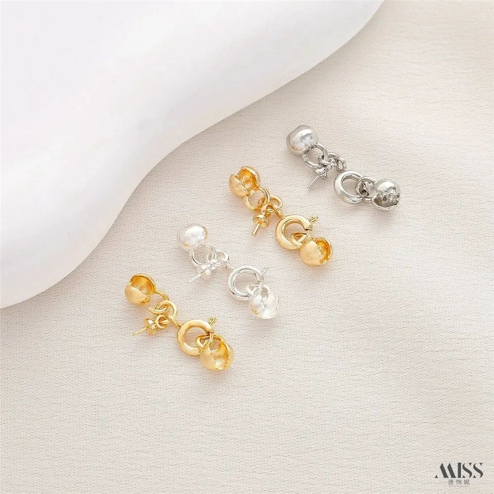 14K Bag Gold Color Spring Buckle Sheep's Eye Needle Buckle Set DIY Pearl Bracelet Necklace Ending Connection Buckle Accessories