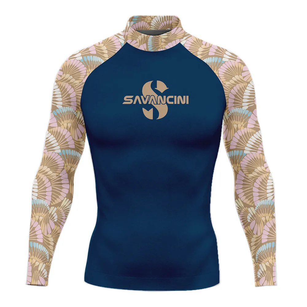 Men's Surf Shirt Sport Rash Guards Suit Quick Dry Long Sleeve Wetsuit Beach T-shirt Tights Surf Guard Top Clothes Swimsuit UV