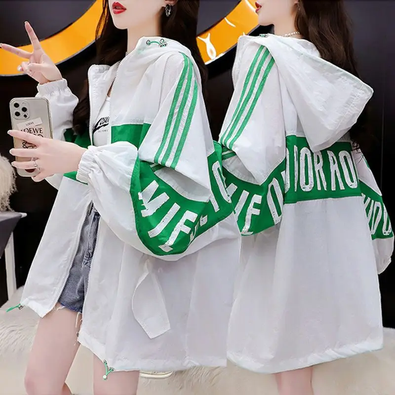 New Spring Summer Women\'s Jackets Long Sleeve Coats Sportswear Sun Protection Clothing Tops Thin Loose Korean Fashion