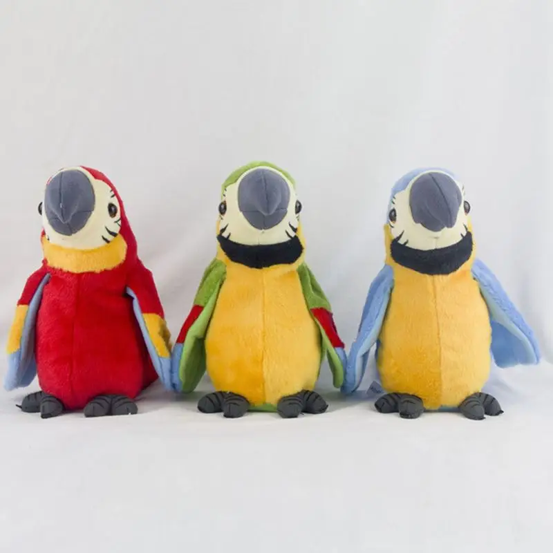 Electric Talking Parrot Plush Toy Cute Talking Record Repeats Waving Plush Bird Toy Kids Gifts