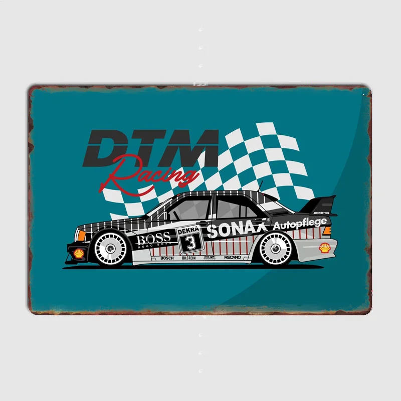 Luxury DTM 190 Race Car Classic Sports Car Rally Car Metal Poster indoor outdoor Home Bar Tin Sign Room Decor Wall Decor