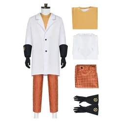 Dr Nefario Cosplay Costume Cartoon Fantasia Adult Men Uniform Coat Pants Gloves Outfits Halloween Carnival Party Suit