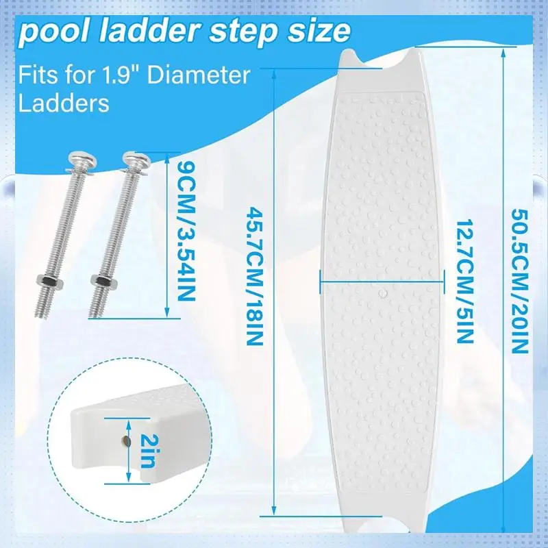 

ABHQ-3PCS Universal Swimming Pool Ladder Steps, Swimming Pool Replacement Ladder Steps,With Stainless Steel Bolts