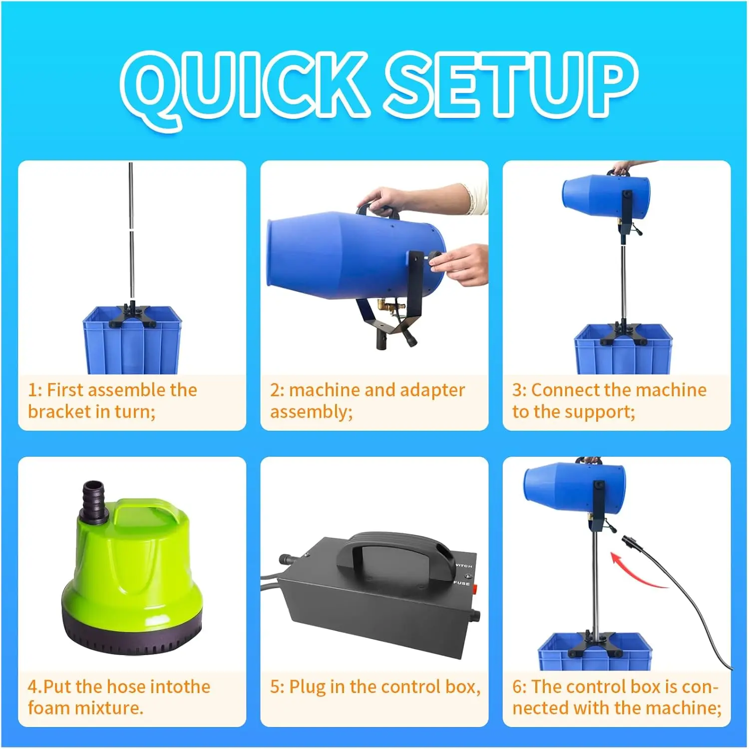 Machine à mousse pour fête, machine à mousse pour fête avec réservoir d'eau, canon à mousse pour jardin, piscine, intérieur, anniversaires, célébrations et B