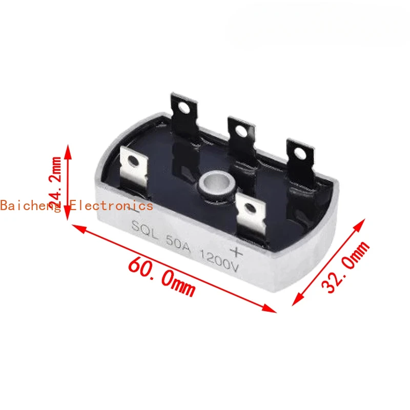 1PCS 50A 1200V Aluminum Metal Case 3 Phase Diode Bridge Rectifier 50Amp SQL50A Module