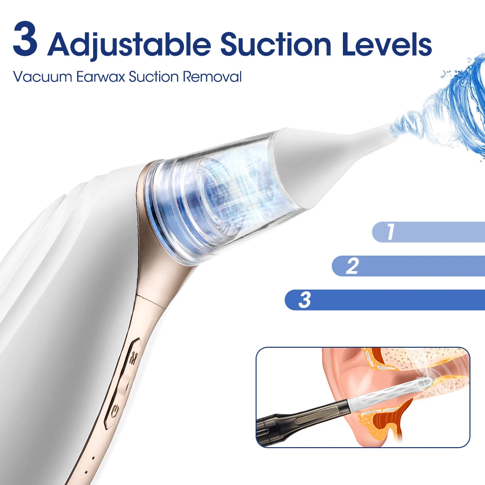 2 In 1 Ear Wax Vacuum Removal Set 3 Level Strong Suction Nasal Aspirator Earwax Remover Cleaner For Adult Kid Ear Suction Device