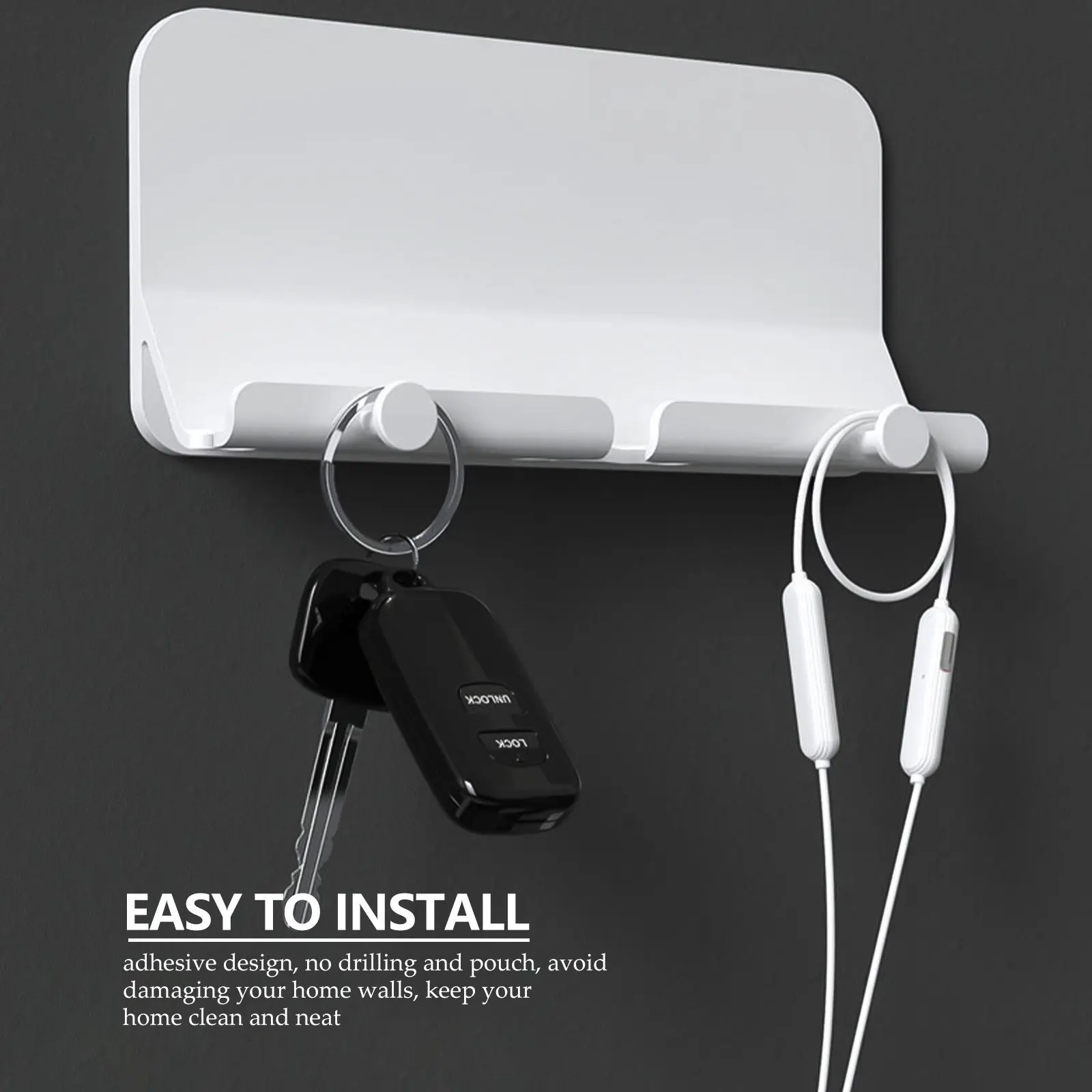 3Pcs Heavy Duty ABS Phone Charging Holder Wall Mount Tablet Stand Adhesive Mobile Phone Storage Rack Easy Install No Damage to