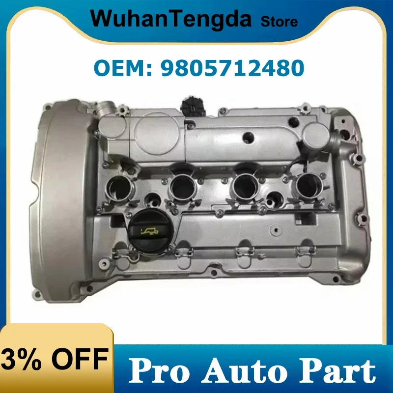 9805712480 Double Valve Aluminum Engine Cylinder Valve Cover with Gasket for Peugeot 308 3008 208 Citroen C4 DS3 DS5 6V THP