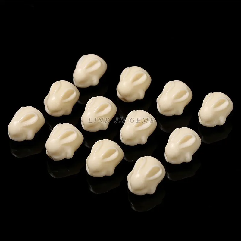 10 Pcs/lot Natural Wooden Bead Ivory Nut Carved Cute Rabbit Tagua Pendant Charms For Jewelry Making Diy Necklace Accessory