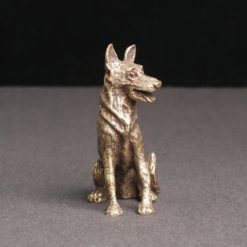 1Pc Copper Ornaments Vintage Pure Brass Dog Figurines Dalmatian Statue Tea Pets Office Desk Decorations Home Decors Crafts