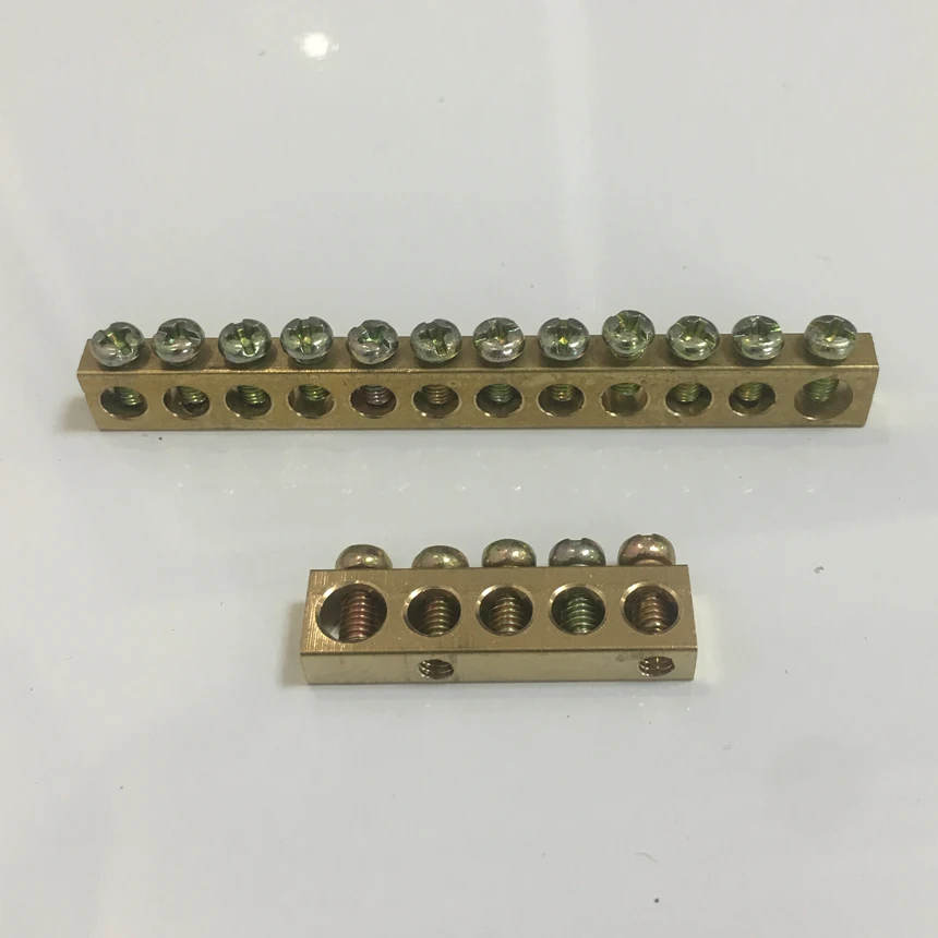 4P 5P 6P 7P 4 5 6 7 Positions Hole Power Distribution Box Ground Wire Row Brass Connector Busbar Bar Terminal Block With Holder