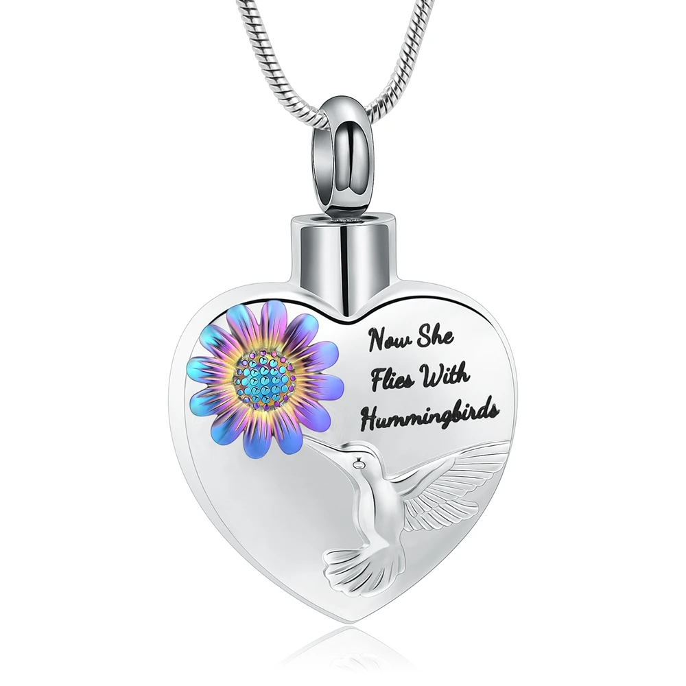 Heart Urn Necklace for Ashes for Women Cremation Jewelry Sunflower Memorial Ashes Keepsake Urn Locket Necklace of Loved One