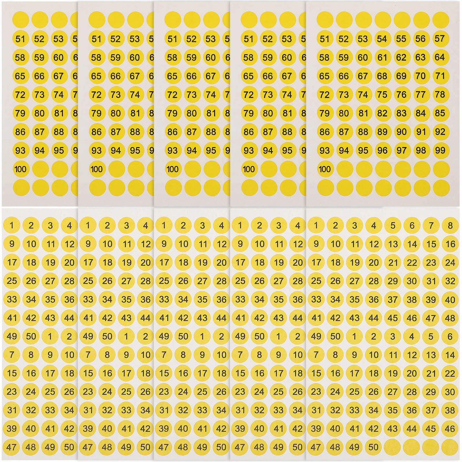 Adesivi con numeri rotondi Segno 1-50 Decalcomanie Classificazione Etichetta digitale Etichette multiuso