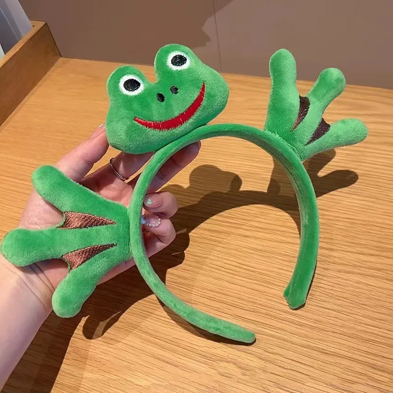 Super cute big Eyed frog hair Band Knitted plush Wash face Headband funny and cute Cartoon Headwear Anti slip Female Headwear