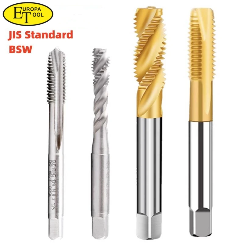 

ET HSS-EV JIS Standard Spiral Fluted Tap Pointed BSW1/8 5/32 3/16 7/32 1/4 5/16 3/8 7/16 1/2 5/8 Screw Thread Taps