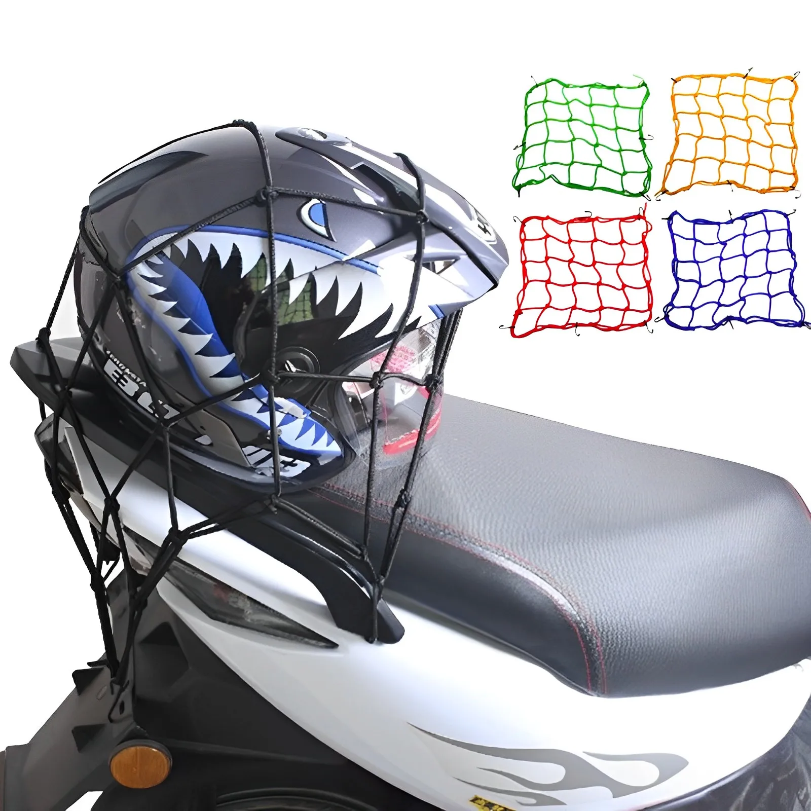 Motorcycle Bicycle Rear Frame Mesh Cover 40x40cm Bicycle Luggage Cover Rubber Band Elastic Luggage Helmet Net Moto Accessories