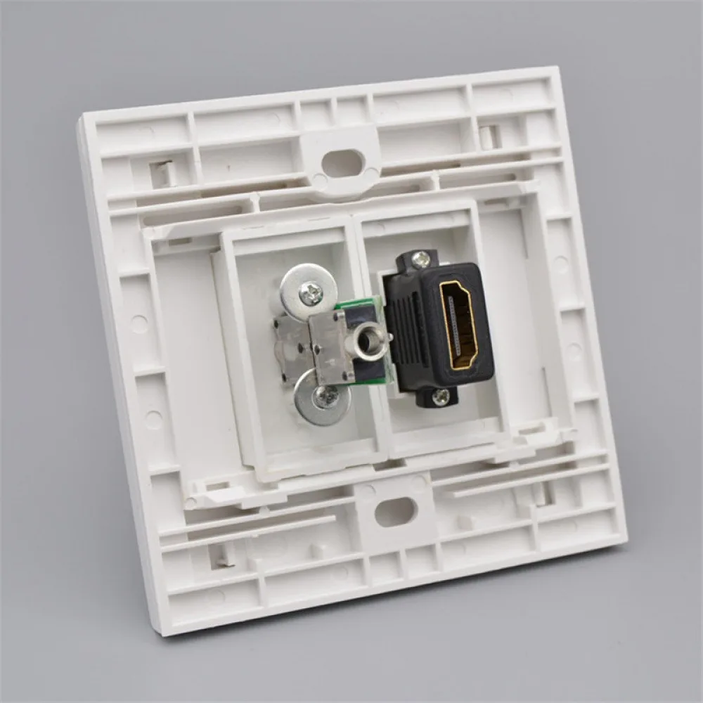86 Type White Panel Double Port SC HDM Interface/Headphone Socket Panel 3.5mm Headphone Audio Interface HD Digital Socket Module