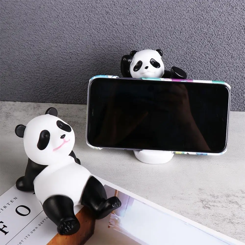 Bracket Stands Panda Mobile Phone Holder Panda Figurines Plastic Phone Stand Holder Cartoon Creative Mobile Phone Bracket