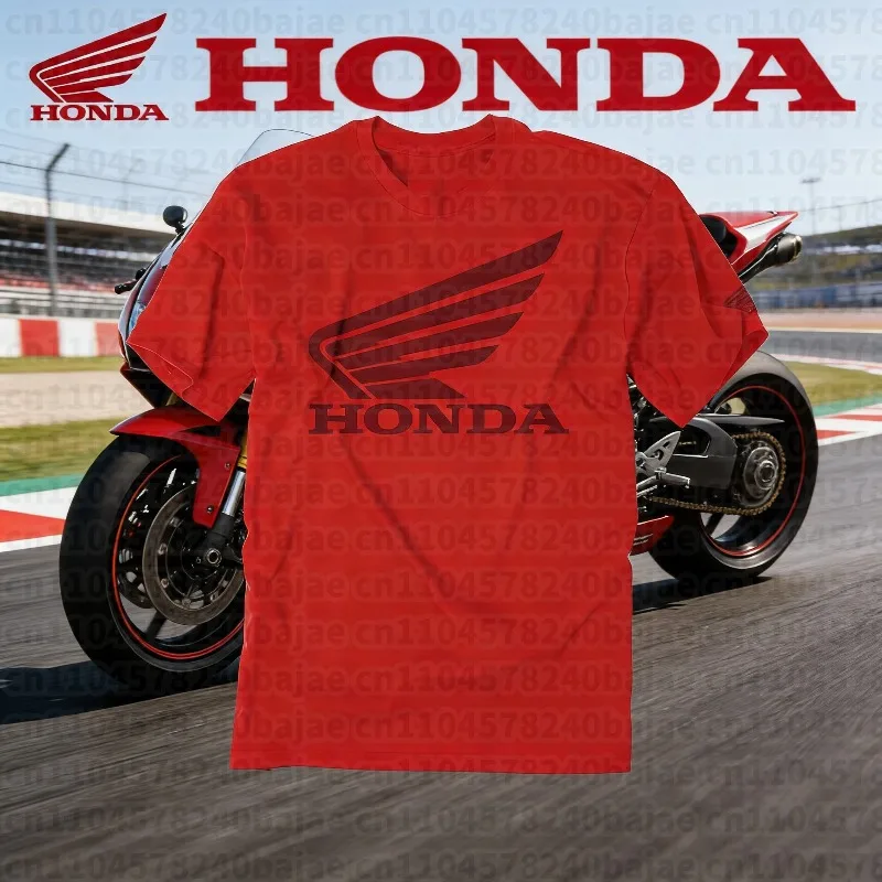 

2025-26 летняя модная рабочая одежда Honda Moto Honda с графическим рисунком, футболка из 100% хлопка с принтом, свободная повседневная удобная и дышащая