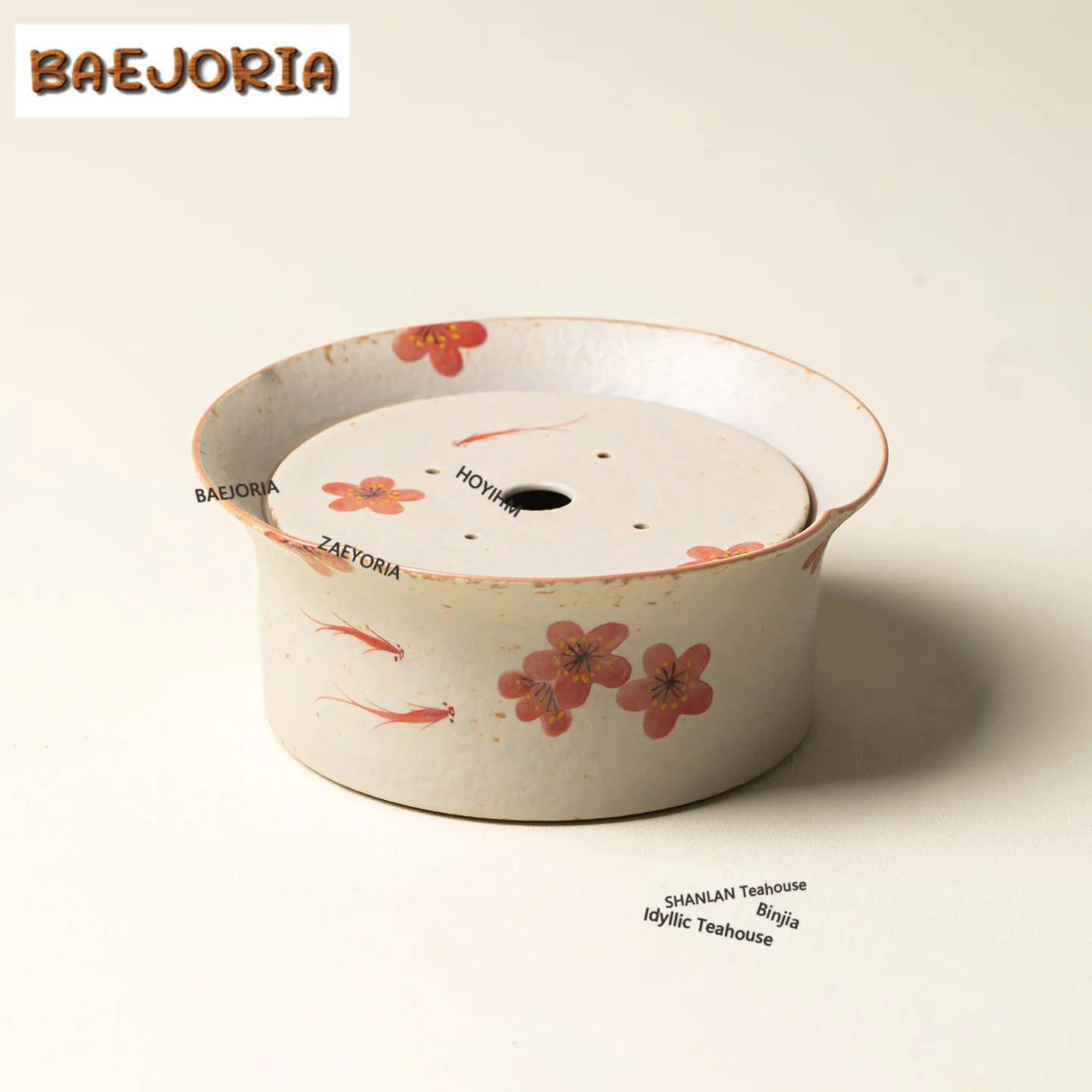 BAEJORIA Caramel Hand Painted Fish Flower Pot Bearing Holder Teacup Support Dry Brew Table Tea Tray Coasters For Tea Decoration