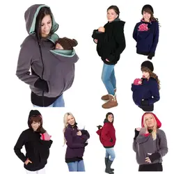 2022 New Autumn Winter 3-in-1 Detachable Baby Sleeping Bag Multifunctional Kangaroo Mom Hooded Sweater Jacket Women's