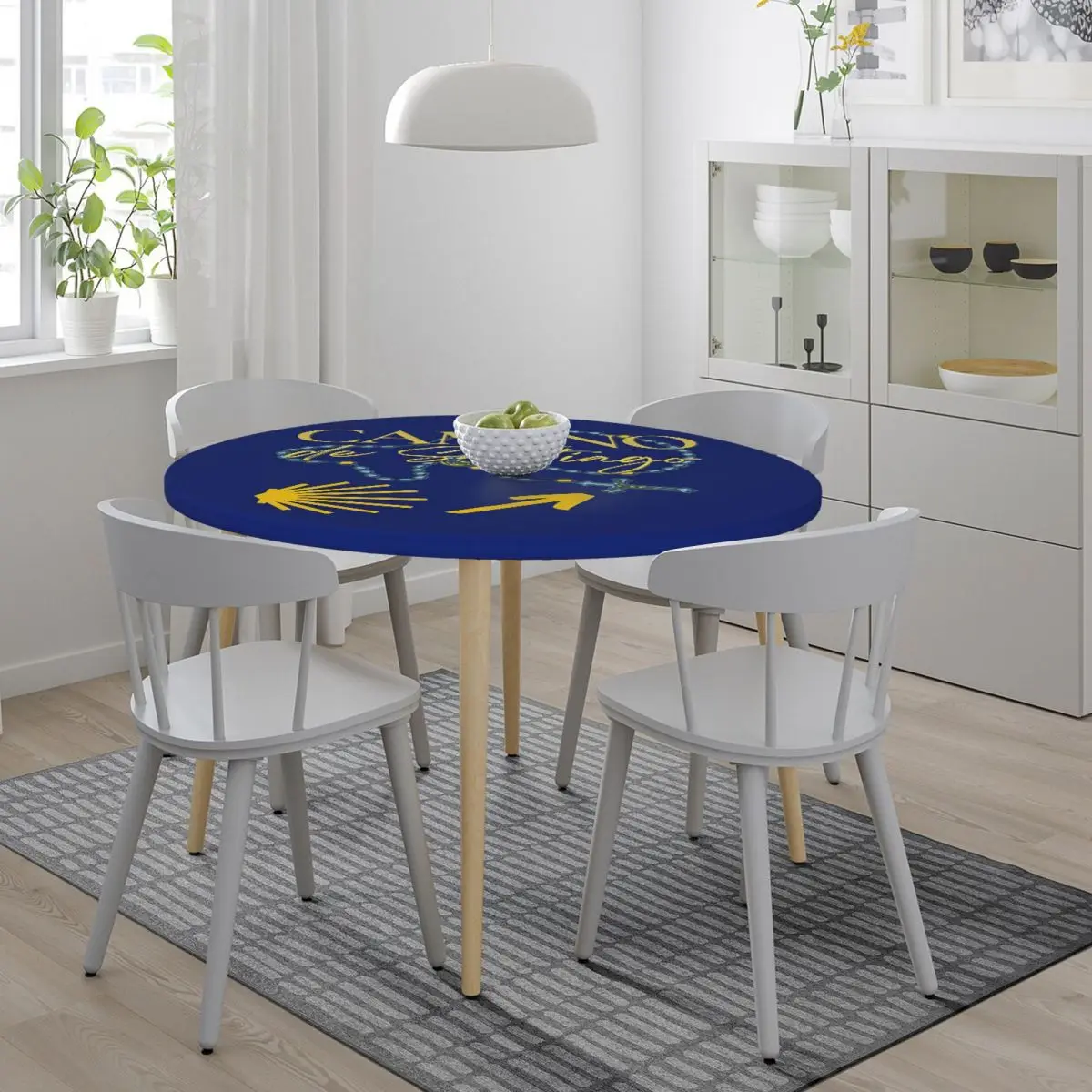 Camino De Santiago Spain Espana Waterproof Round Tablecloth Oilproof Table Cloth for Kitchen Events Dining Table Cover