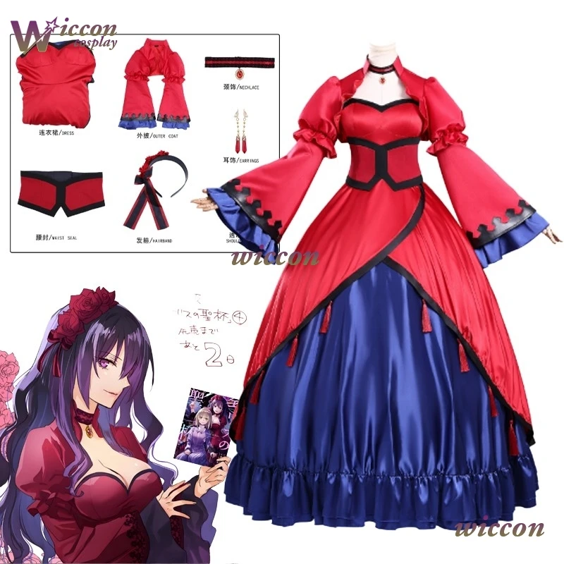 

Кастиэль Скарлет Косплей Костюм Аниме Святой Грааль Эриса Косплей Нежить Красное Платье Алый Парик Женщины Хэллоуин Вечеринка Ролевая Игра ‌