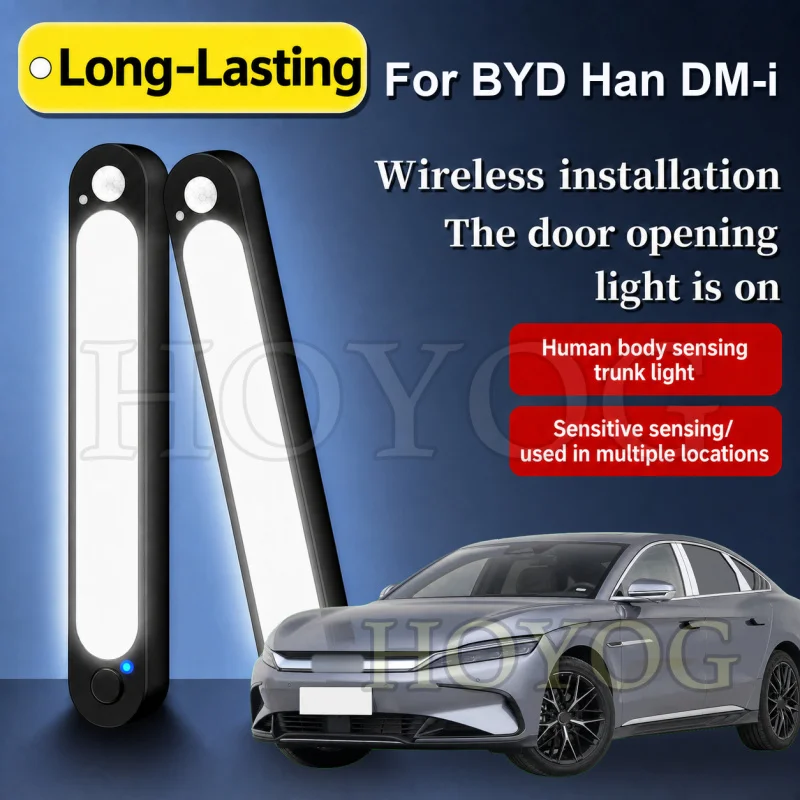 For BYD Han DM-i 2020-2026 Car Trunk Light LED Lamp Magnetic Sensor Type C Charging Boot Cargo Light Sedan Interior Cabin