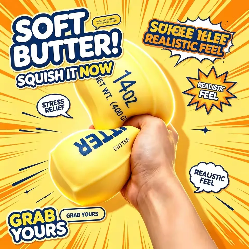 New Butter Stick Fidget Toys Squishy Elastic Cheese Stick Funny Decompression Stress Anxiety Relief Game Squeeze Prank Toy