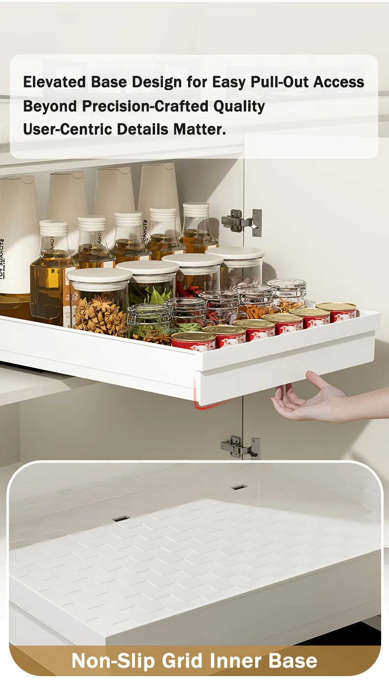 Bohrfreier Magic Tray – robuster, ausziehbarer Organizer für Schränke/Spülen. Einfache Installation, riesiger Platzspareffekt! Perfekt für Tiny Homes – Detail 10