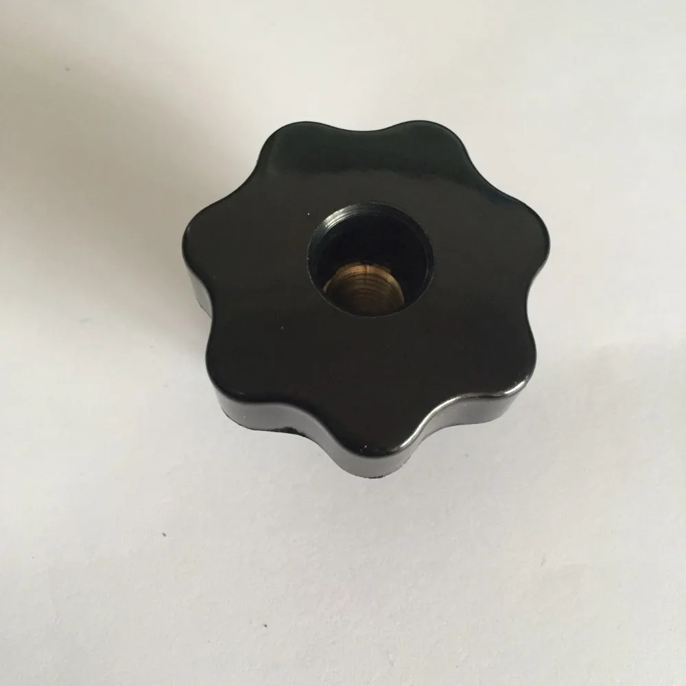 1PC M12 50mm Dia Thread Black Plastic Through Hole Star Head Clamping Knob Grip