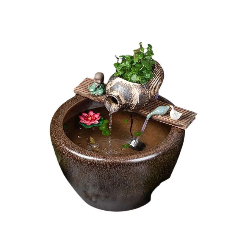 

Ceramic large tank Ancient fish tank Circulating water landscaping Old-fashioned water tank