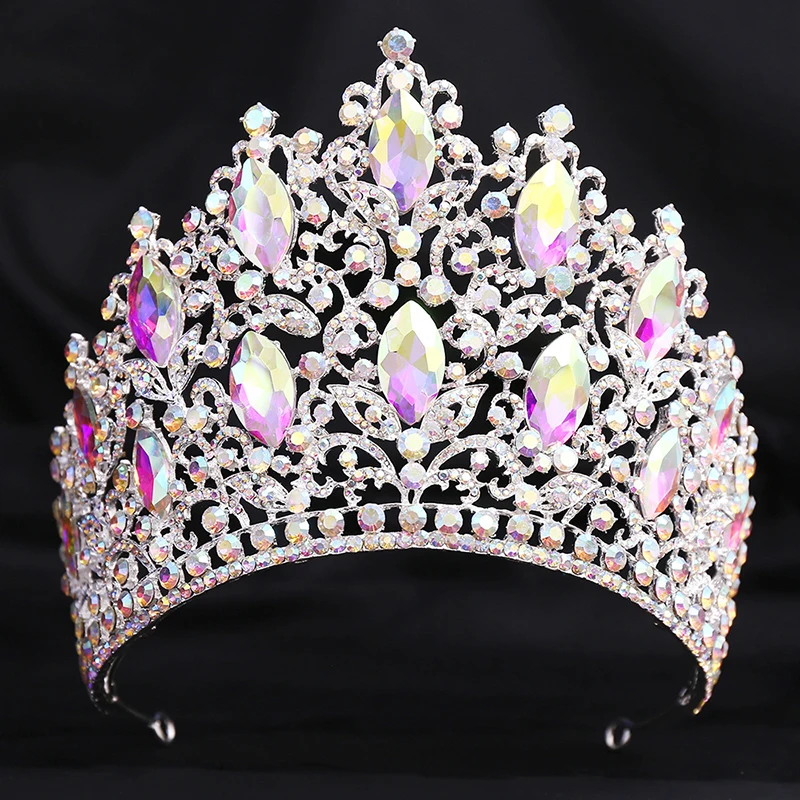 Royal Queen Large 14cm Height Crown for Women Bridal Wedding Tiaras and Crowns Headdress Pageant Prom Jewelry