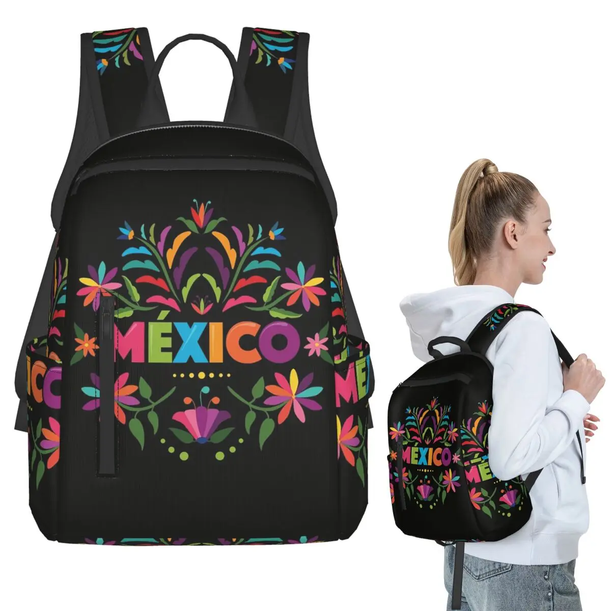 Colorful Mexican Traditional Pattern Backpack Student BookBag Boys Girls School Bag Laptop Shoulder Bags Men Women