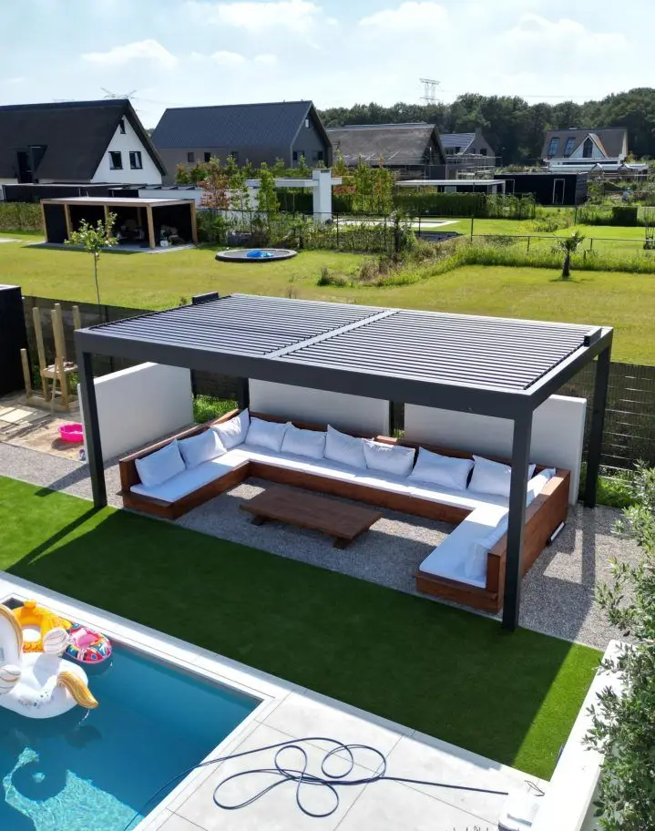 

Pergola and Aluminium Gazebo Patio Metal Roof 3X3 6x3 Waterproof Custom Pavilion Outdoor Louvered Glass Aluminum Garden Gazebos