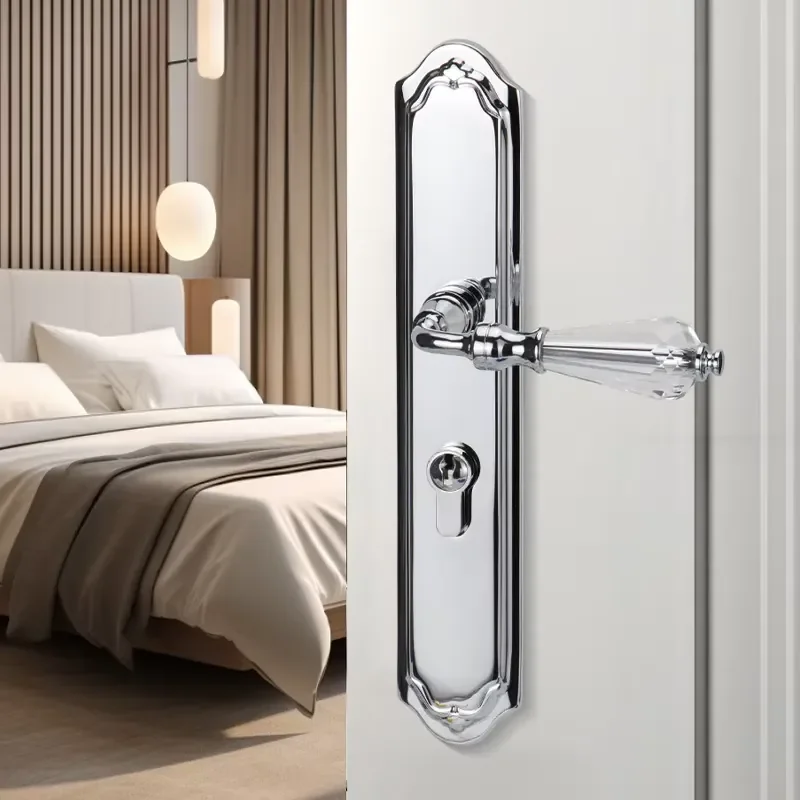 Modern Design Brass Door with Crystal for Indoor Entry Silent Wooden Door Handle for Bedroom or Room Export Source