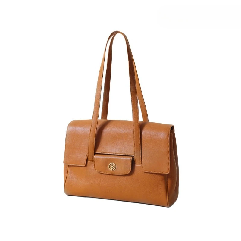 

BAGTREE Dolphin Bag Vegetable-tanned Leather Briefcase 14-inch Laptop Large Capacity Single Shoulder Commuter Tote