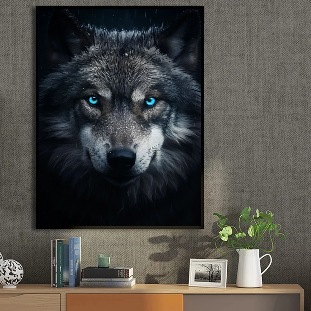 Black Wolf with Red Eyes Poster Fierce Wild Animal Wolfs Bellow Canvas Painting Wall Art--2026 NEW-