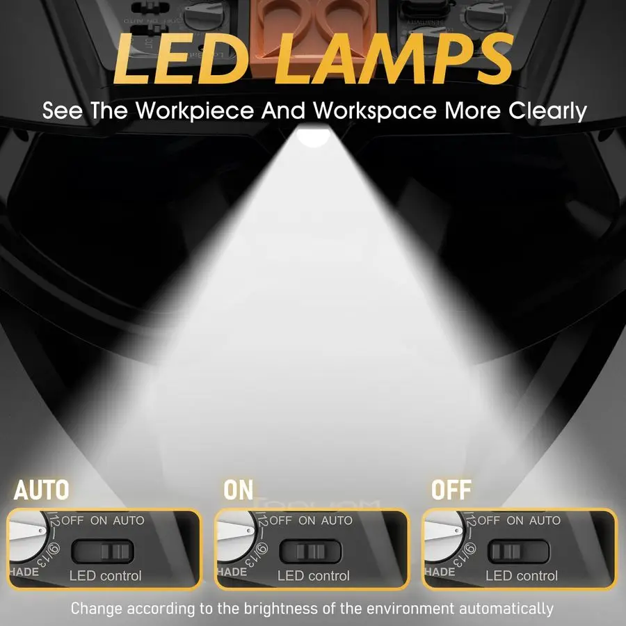 Auto Darkening Welding Goggles 4 Arc Sensor Eye Protection Safety Goggles Welding Glasses with amp for MIG TIG Stick