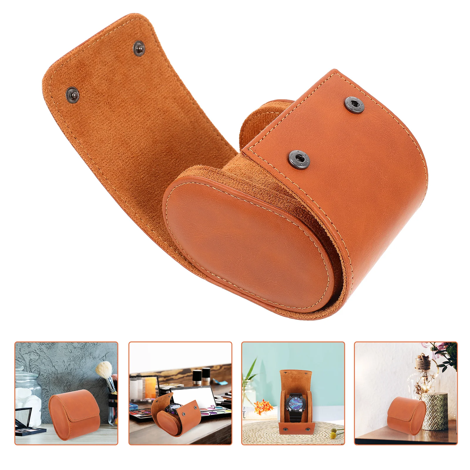 

Watch Storage Box PU Brown Carrying Holder Portable Jewelry Display Travel Case Accessories Watch Gift Box Sturdy Practical